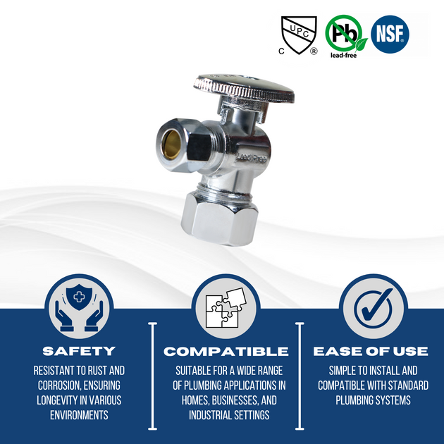 5/8 Inch OD Compression x 3/8 OD Compression Angle Valve