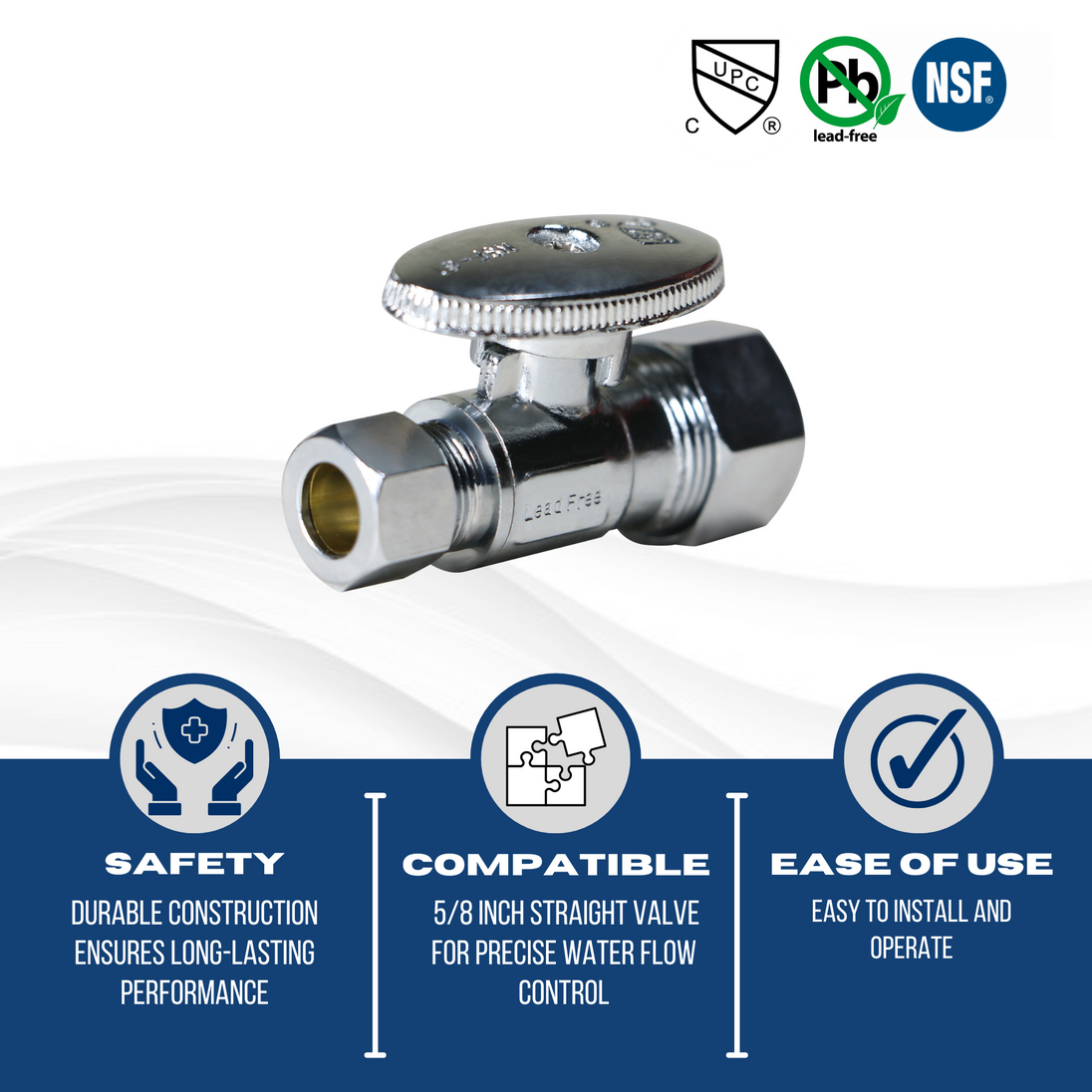 5/8 Inch OD Compression x 3/8 inch OD Compression Straight Ball Valve