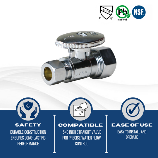 5/8 Inch OD Compression x 3/8 inch OD Compression Straight Ball Valve