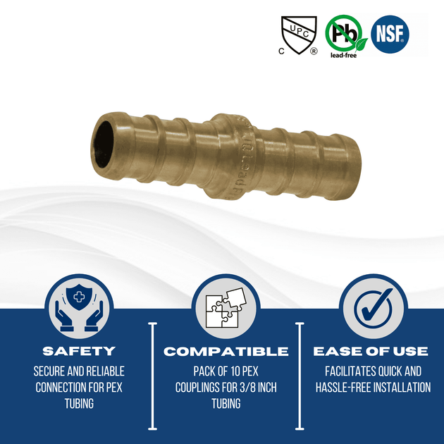 3/8 Inch PEX-B Barb Coupling