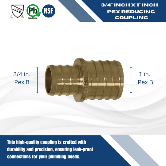 1 Inch x 3/4 Inch PEX-B Barb Crimp Reducing Coupling