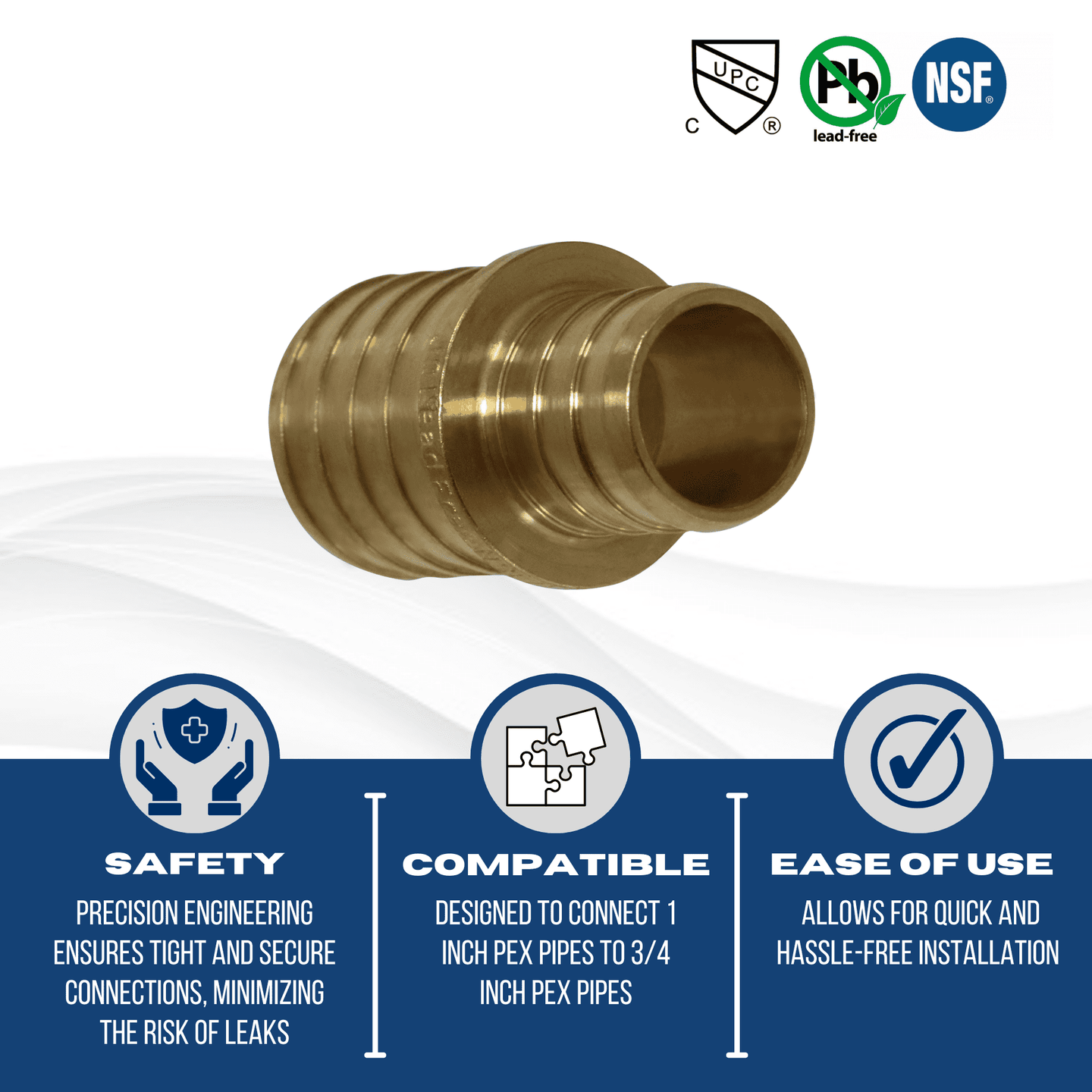1 Inch x 3/4 Inch PEX-B Barb Crimp Reducing Coupling