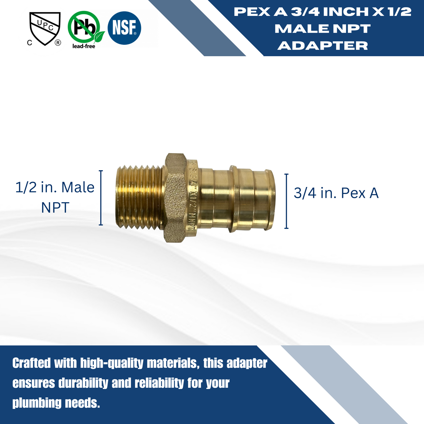 Pex-A Expansion 3/4 Inch x 1/2 Inch Male NPT