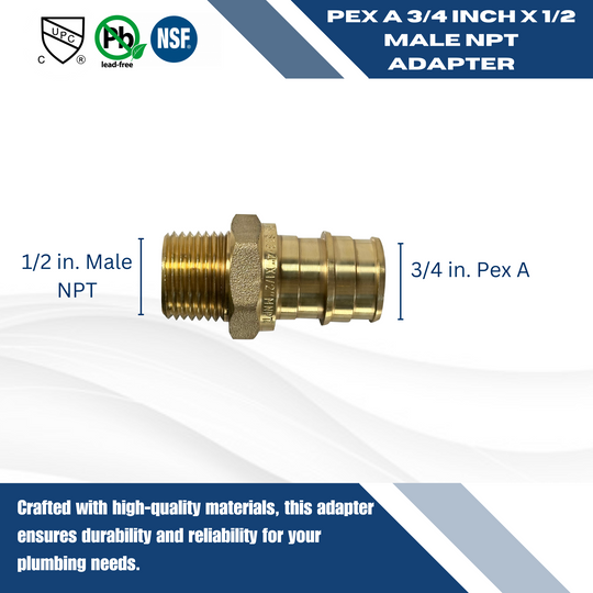 Pex-A Expansion 3/4 Inch x 1/2 Inch Male NPT