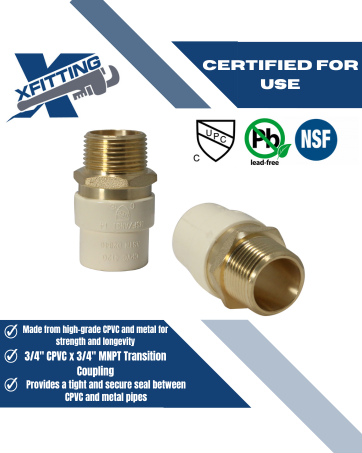 3/4 Inch CPVC X 3/4 Inch MNPT Transition Coupling