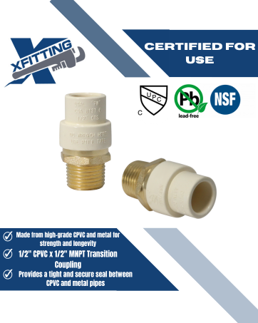 1/2 Inch CPVC X 1/2 Inch MNPT Transition Coupling