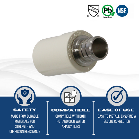 3/4 Inch PEX-B Barb X 3/4 Inch CPVC Transition Coupling