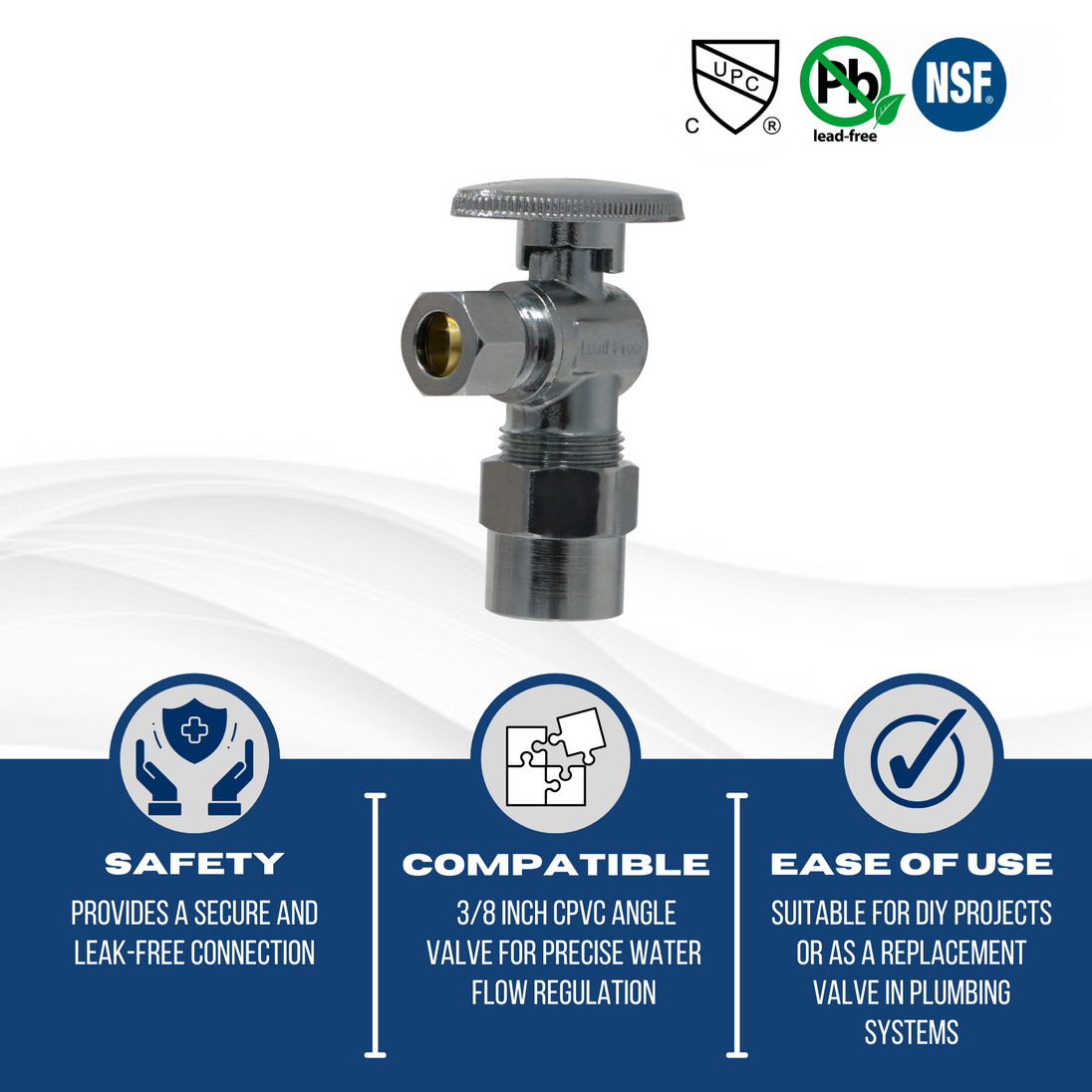 1/2 Inch CPVC x 3/8 Inch OD Compression Angle Valve