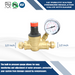 1/2 Inch Push-to-Connect Water Pressure Regulator Valve with Gauge