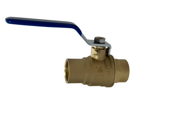 3/4 Inch Brass Sweat Shut Off Ball Valve, 600 WOG (Water, Oil Gas)
