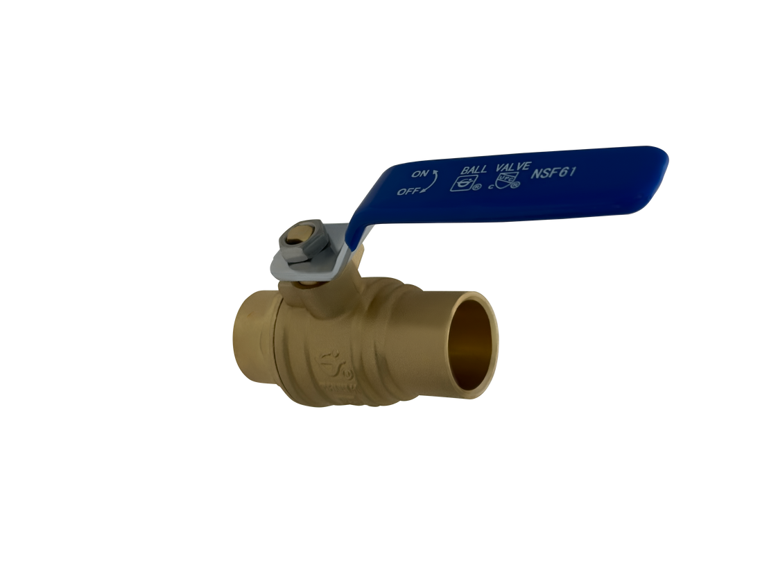 3/4 Inch Brass Sweat Shut Off Ball Valve, 600 WOG (Water, Oil Gas)
