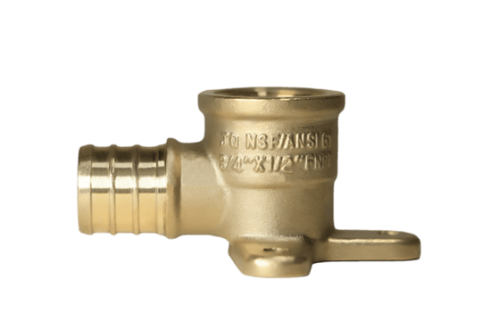3/4 inch PEX-B Barb x 1/2 inch FNPT Elbow Drop Ear