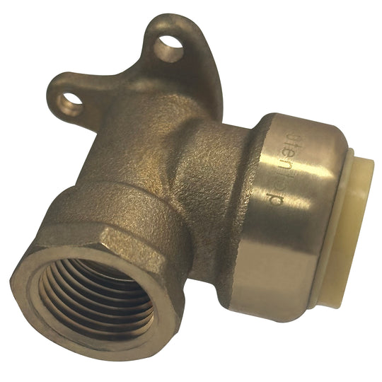 Push-to-Connect 3/4 Inch x 1/2 Inch Female Elbow with Drop Ear
