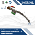 3/4 Inch FIP x 1/2 Inch Push-to-Connect Ball Valve with Flexible Hose, 18 Inch Length