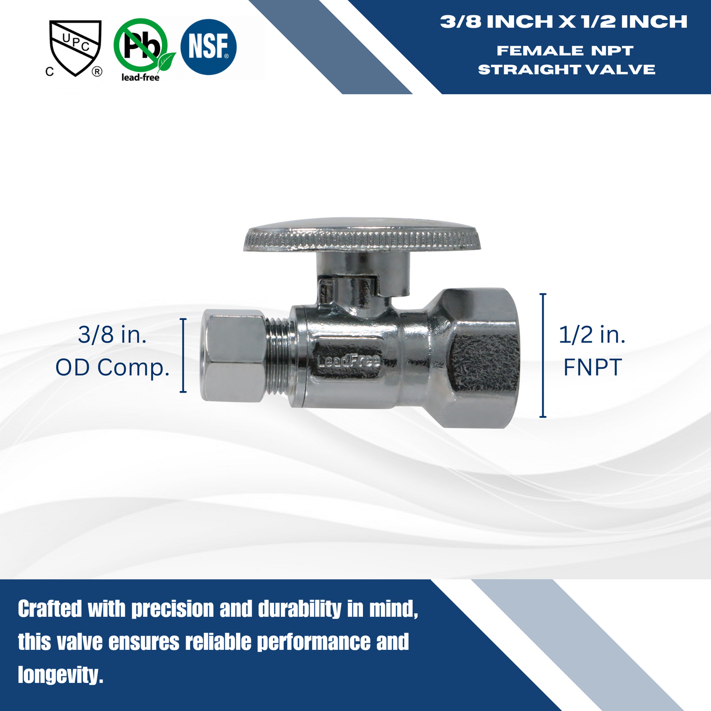 1/2 Inch FNPT x 3/8 Inch OD Compression Straight