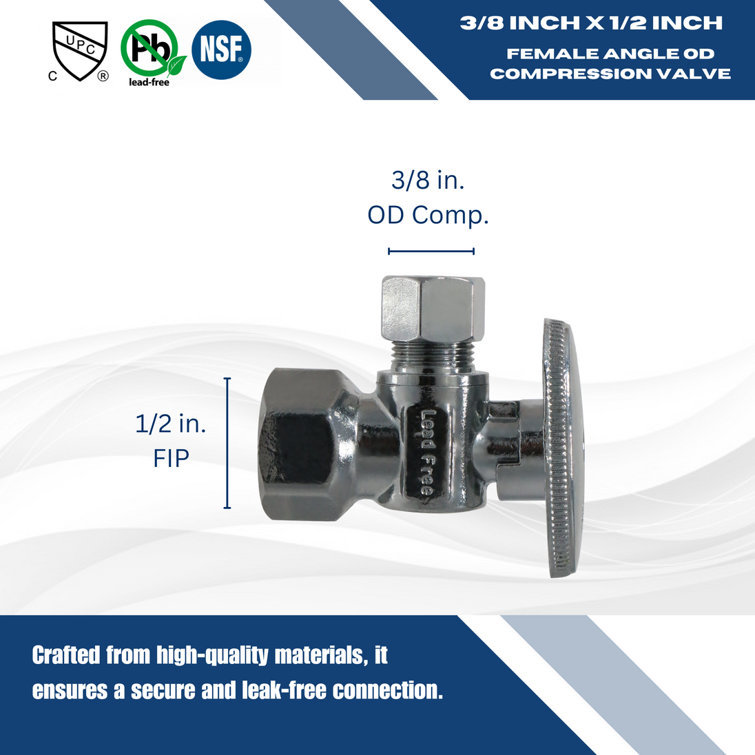 1/2 Inch Female NPT x 3/8 Inch OD Compression Angle Ball Valve