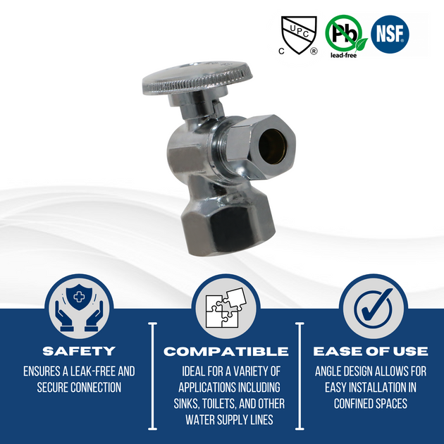 1/2 Inch Female NPT x 3/8 Inch OD Compression Angle Ball Valve