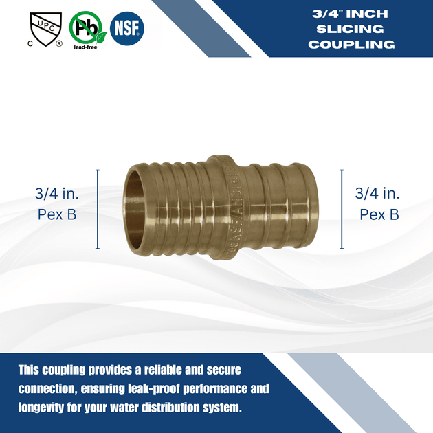 3/4 Inch PEX-B Barb x 3/4 Inch PB (polybutylene) Slicing coupling with ring