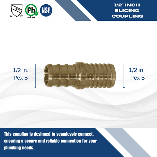1/2 Inch PEX-B Barb x 1/2 Inch PB (polybutylene) Slicing coupling with ring