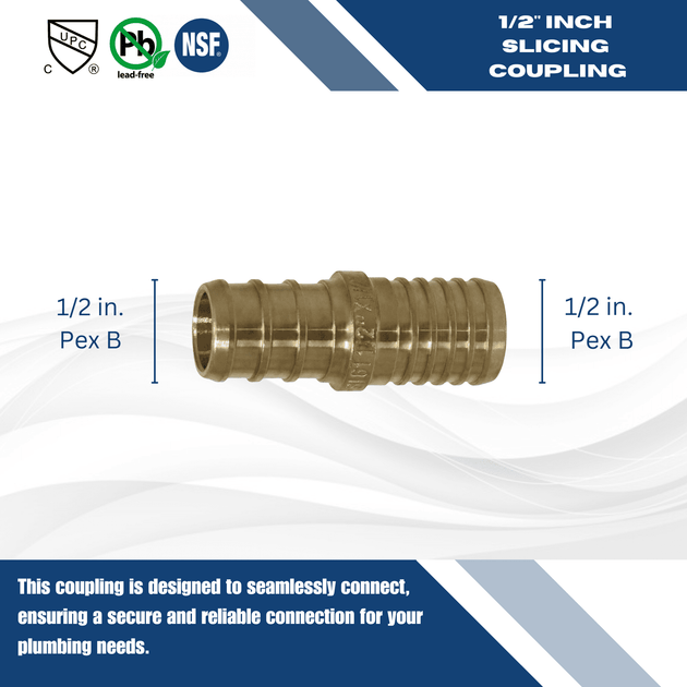 1/2 Inch PEX-B Barb x 1/2 Inch PB (polybutylene) Slicing coupling with ring