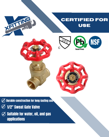 1/2 Inch Sweat Gate Valve, WOG (Water, Oil and Gas)