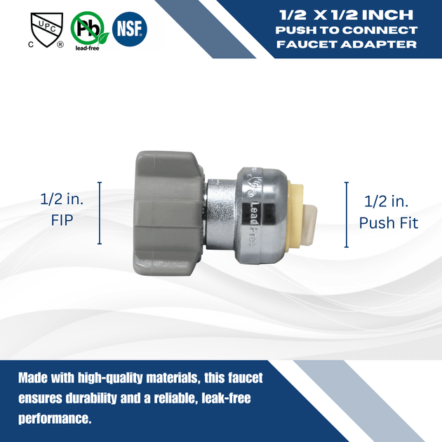 Push-to-Connect 1/2 inch FIP Faucet Straight Adapter