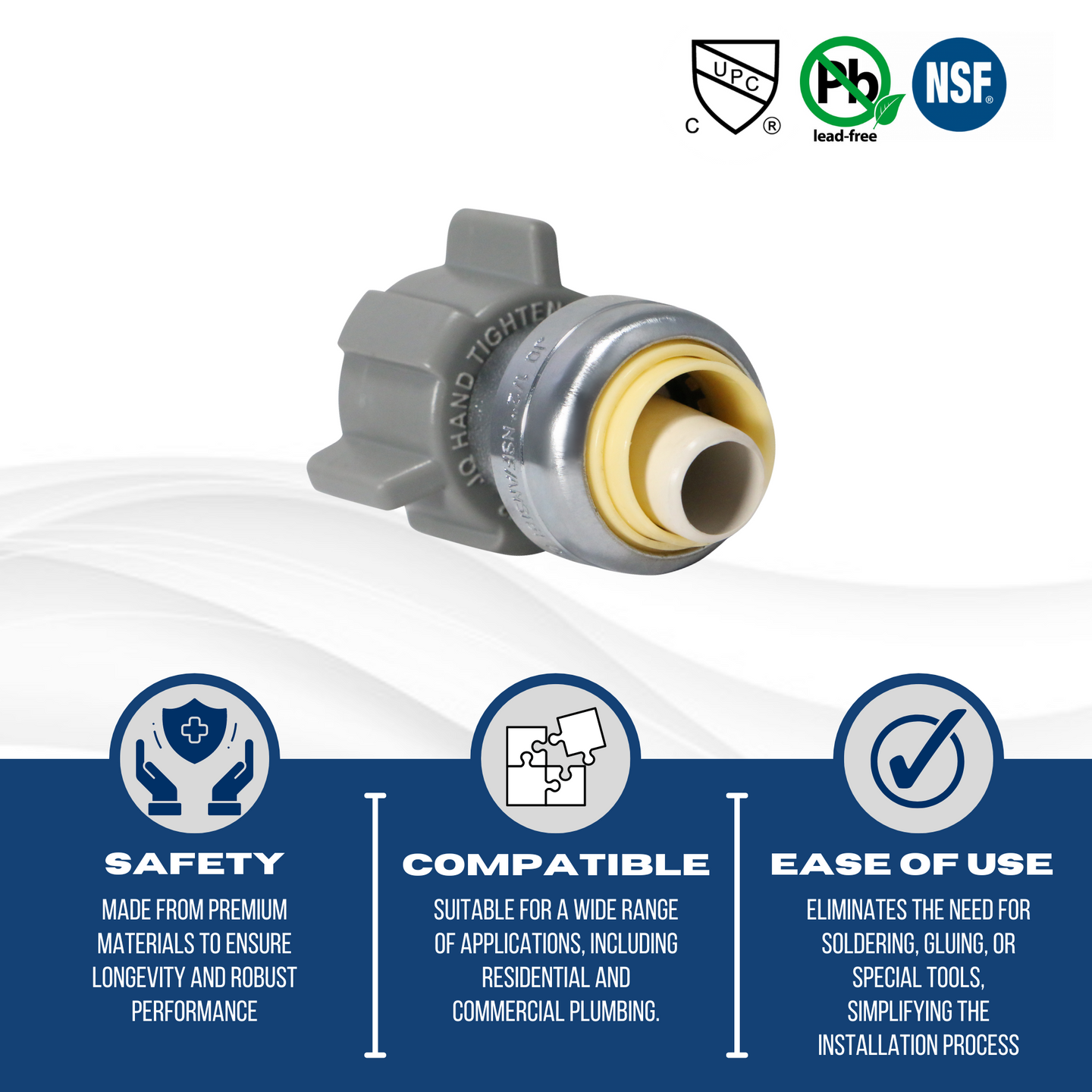 Push-to-Connect 1/2 inch FIP Faucet Straight Adapter