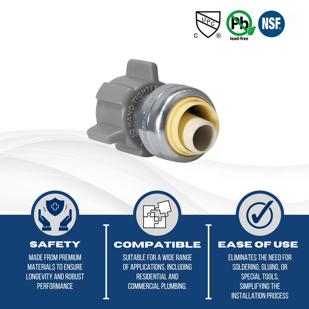 Push-to-Connect 1/2 inch FIP Faucet Straight Adapter