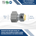 Push-to-Connect 1/2 Inch x 7/8 Inch Ballcock Toilet Adapter