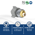 Push-to-Connect 1/2 Inch x 7/8 Inch Ballcock Toilet Adapter