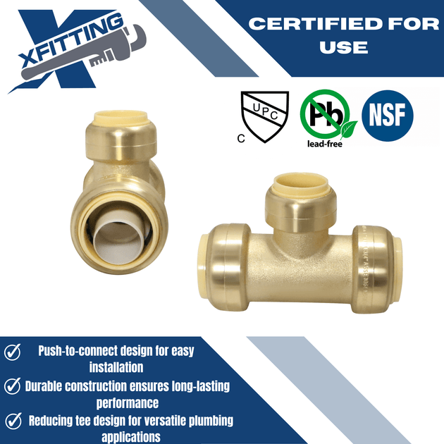 1 Inch x 1 Inch x 3/4 Inch Push-to-Connect Tee