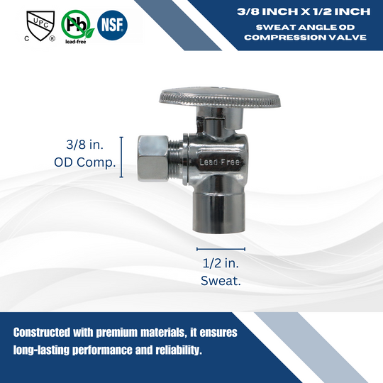 3/8 Inch OD Compression x 1/2 Sweat Angle Valve