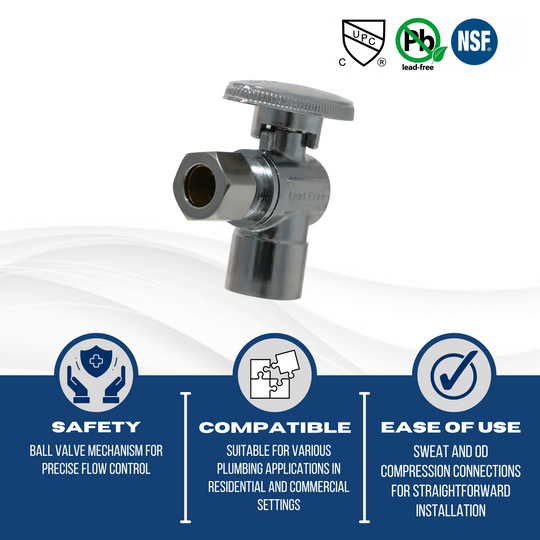 3/8 Inch OD Compression x 1/2 Sweat Angle Valve