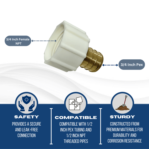 3/4 Inch PEX-B Barb x 3/4 Inch Female Swivel Adapter