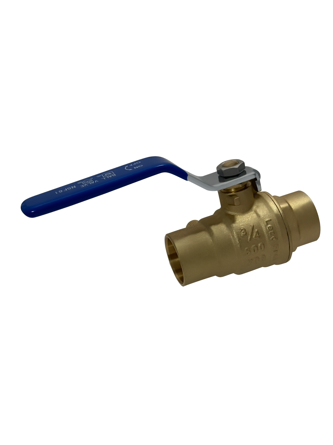 3/4 Inch Brass Sweat Shut Off Ball Valve with Drain, 600 WOG (Water, Oil Gas)
