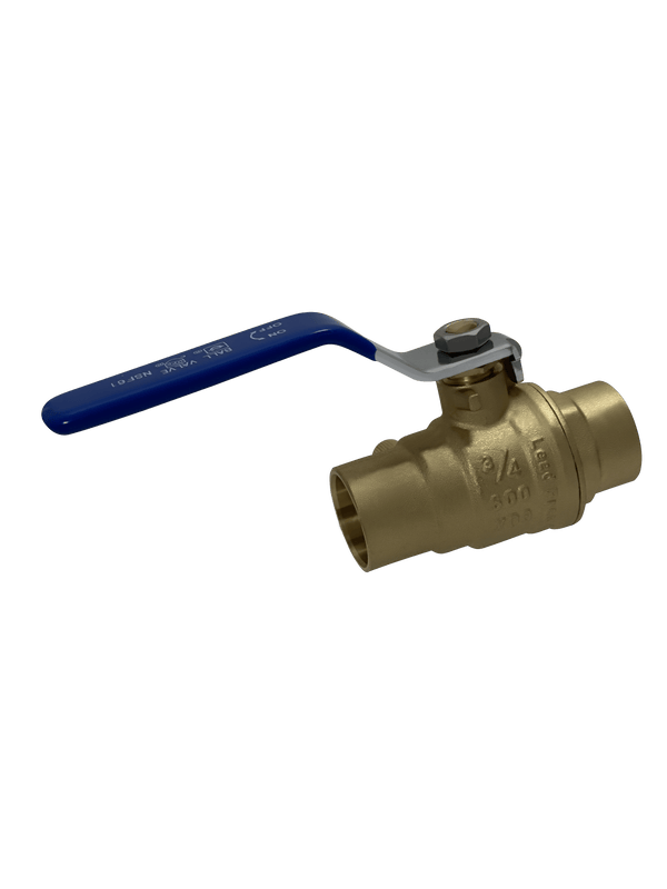 3/4 Inch Brass Sweat Shut Off Ball Valve with Drain, 600 WOG (Water, Oil Gas)