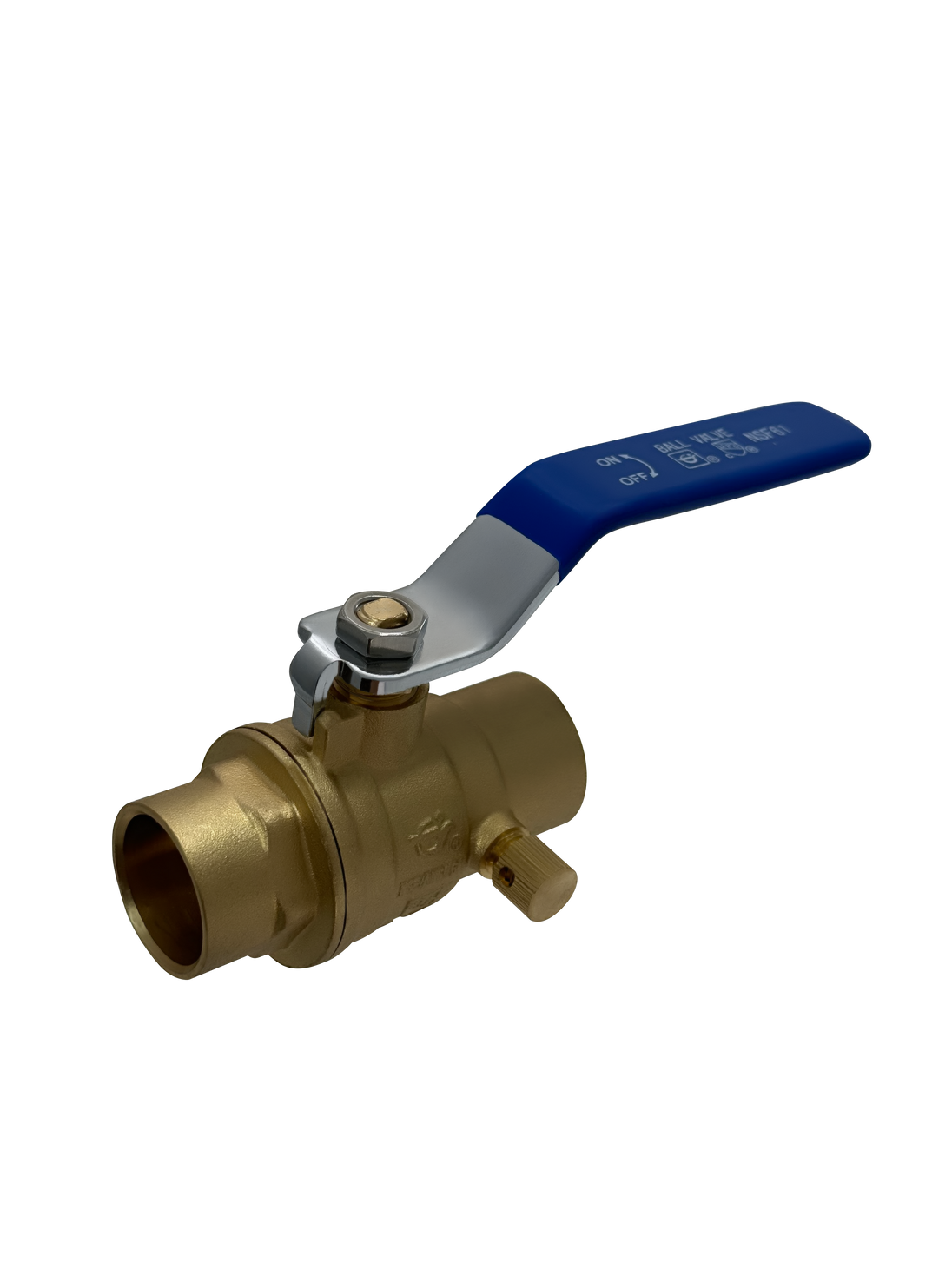 3/4 Inch Brass Sweat Shut Off Ball Valve with Drain, 600 WOG (Water, Oil Gas)