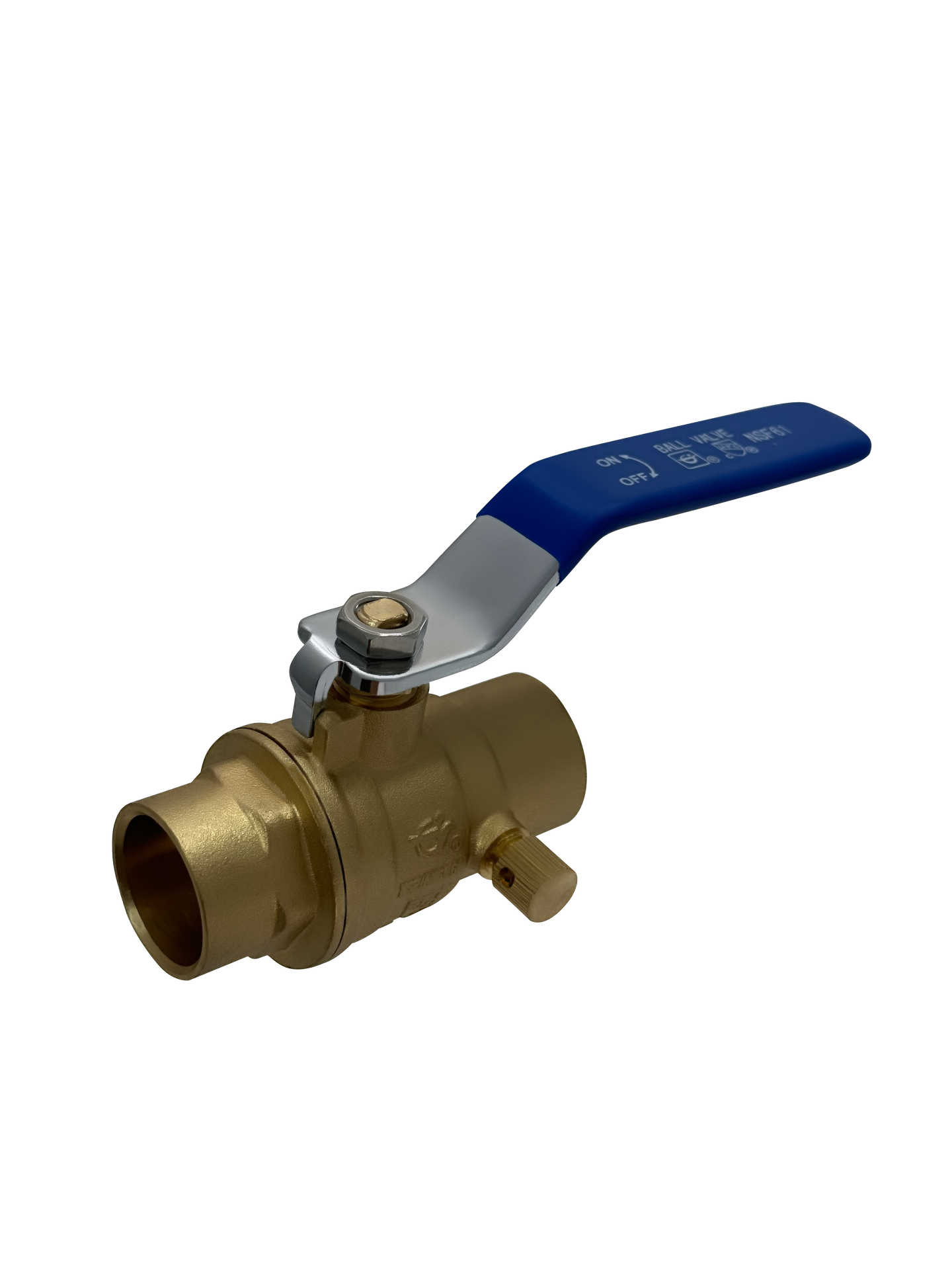 3/4 Inch Brass Sweat Shut Off Ball Valve with Drain, 600 WOG (Water, Oil Gas)