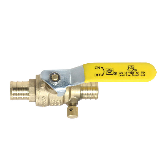 3/4 inch PEX-B Barb Crimp Ball Valve With Drain