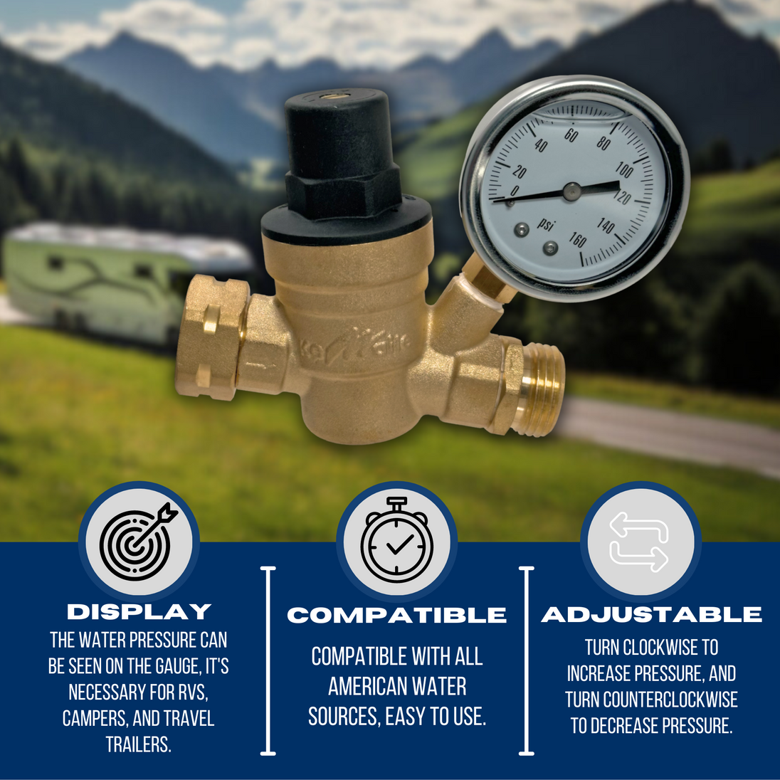 3/4 inch Water Pressure Regulator with Gauge