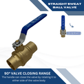 1/2 Inch Brass Sweat Shut Off Ball Valve