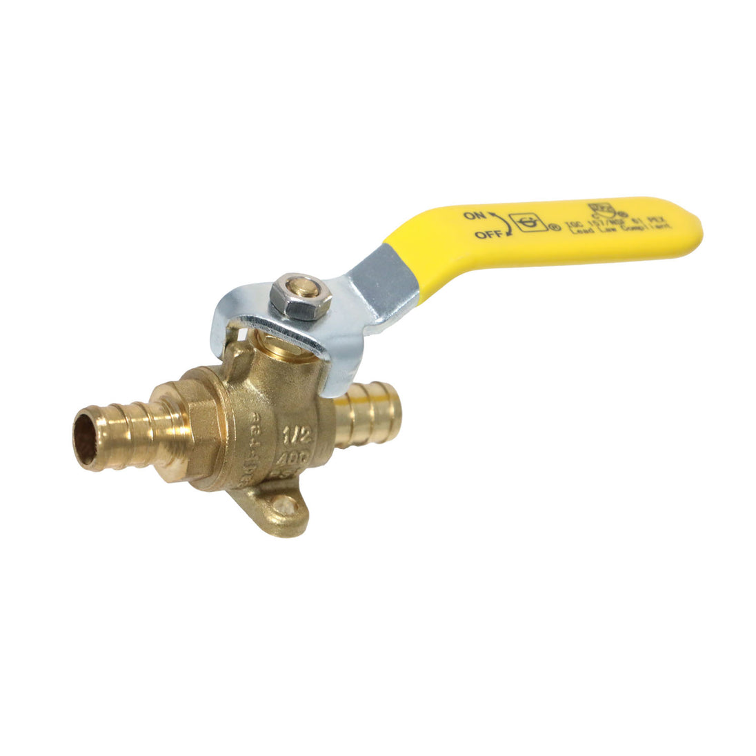 1/2 inch PEX-B Barb Crimp Ball Valve With Drop Ear