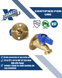 1/2 Inch FPT x 3/4 Inch MHT 1/4 Turn Hose Bibb Valve with Flange