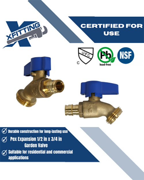 Pex-A Expansion 1/2 Inch x 3/4 Inch GHT Hose Bibb Valve