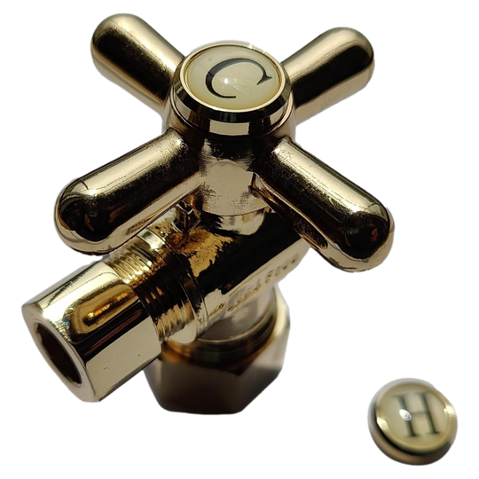 5/8 inch x 3/8 inch OD Compression Angle Valve, Golden