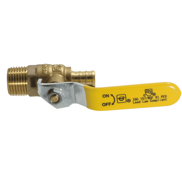 1/2 inch PEX-B Barb x 1/2 inch Male Ball Valve