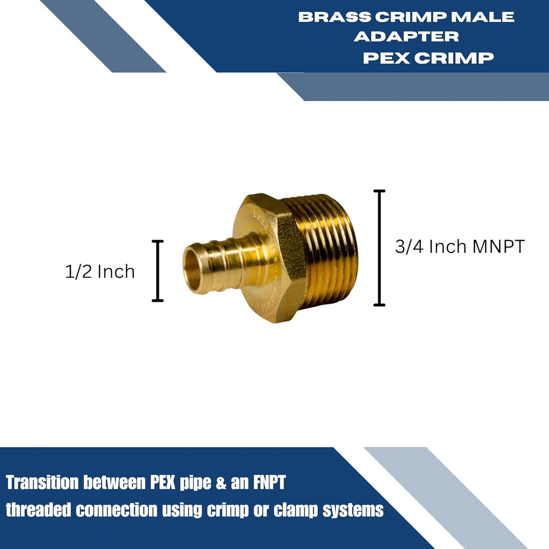1/2 Inch PEX-B Barb Crimp X 3/4 Inch MALE NPT ADAPTER