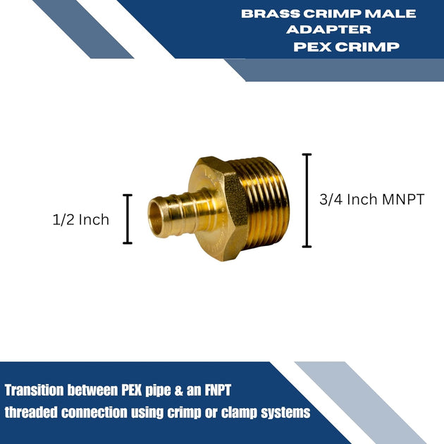 1/2 Inch PEX-B Barb Crimp X 3/4 Inch MALE NPT ADAPTER
