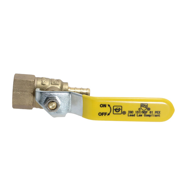 1/2 Inch PEX-B Barb x 1/2 Inch Female Ball Valve