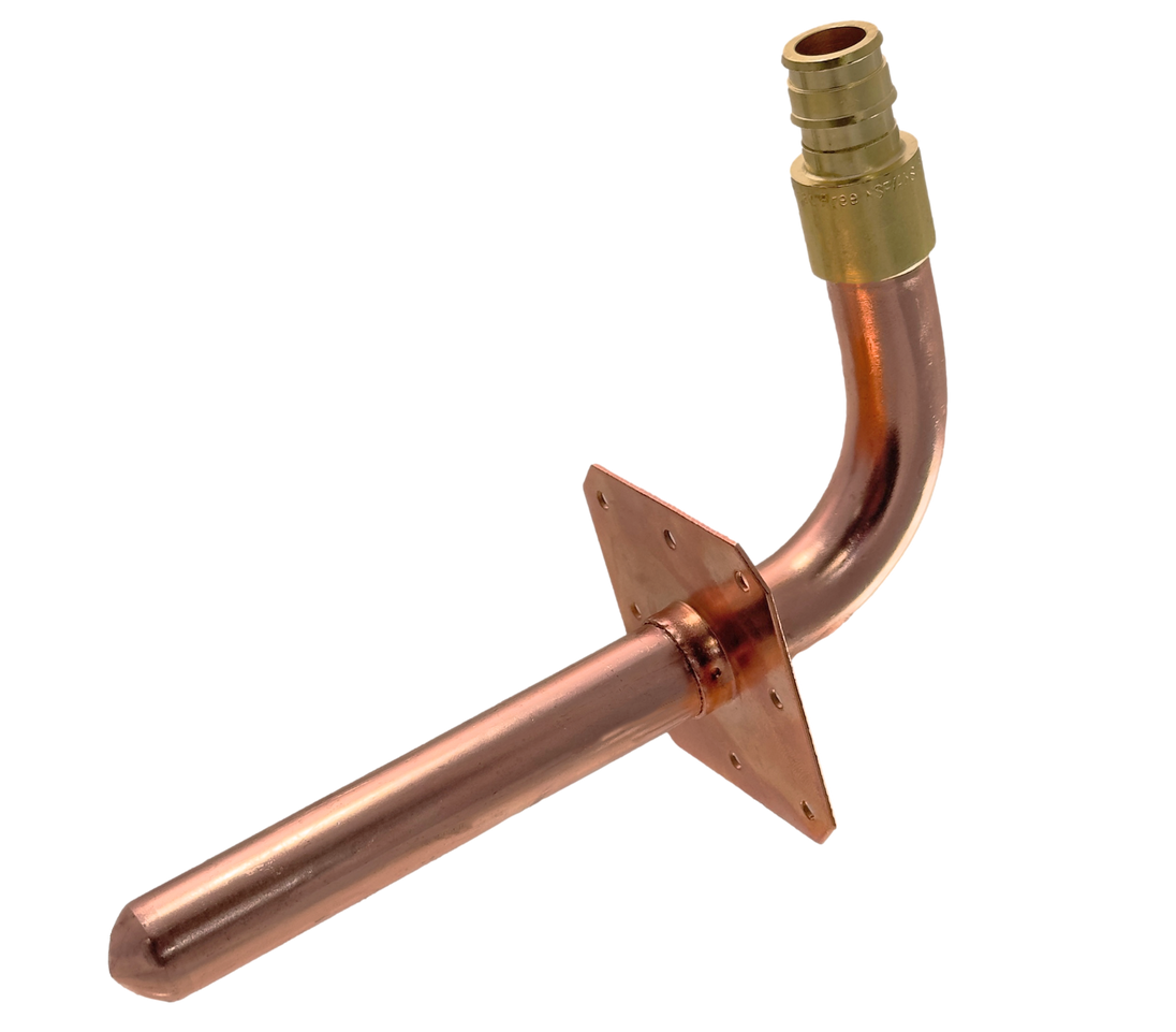 1/2 inch Pex-A Expansion Stub Out Elbow with Flange | 3-1/2 Inch x 6 Inch